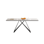 极简风12mm亮光雪山白岩板餐桌时尚个性长餐桌