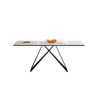 极简风12mm亮光雪山白岩板餐桌时尚个性长餐桌