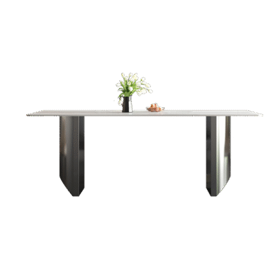 意式极简12厘亮光羊脂白玉岩板餐桌个性时尚家用长餐桌