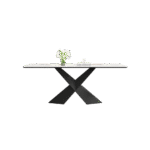 极简风时尚个性12mm亮光雪山白岩板餐桌长方形餐桌