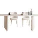 意式奶油风 12mm哑光纯白岩板餐桌简约家用长方形餐台