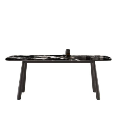 意式极简风长方形餐台 餐厅时尚宝格丽黑超晶石餐桌