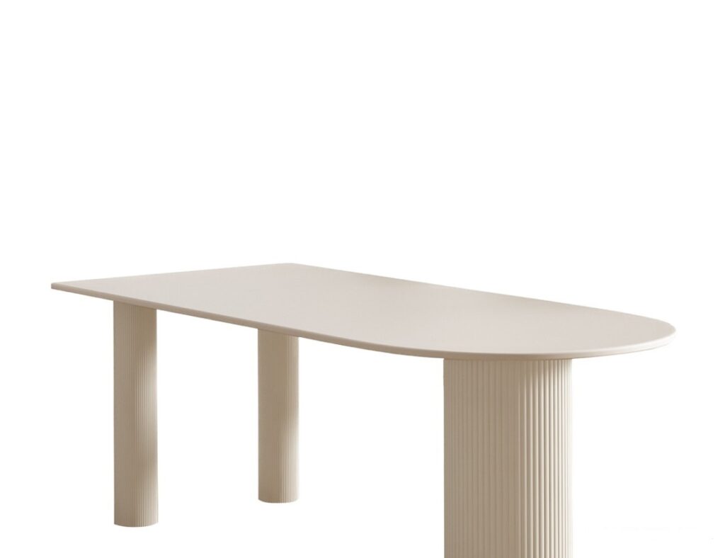 意式奶油风 哑光纯白岩板小户型餐厅家用防撞设计长餐桌