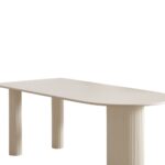 意式奶油风 哑光纯白岩板小户型餐厅家用防撞设计长餐桌