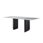 意式极简风大小户型餐厅12mm亮光香奈儿岩板长方形餐桌（