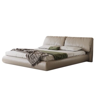 小飞象床 卧室简约羽绒靠包15公分钢木排骨架 仿真皮床