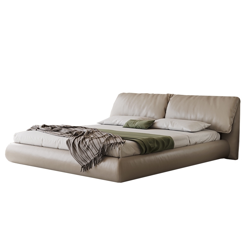 小飞象床 卧室简约羽绒靠包15公分钢木排骨架 仿真皮床