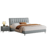 意式极简生态真皮软包双人床家用卧室齐边床婚床