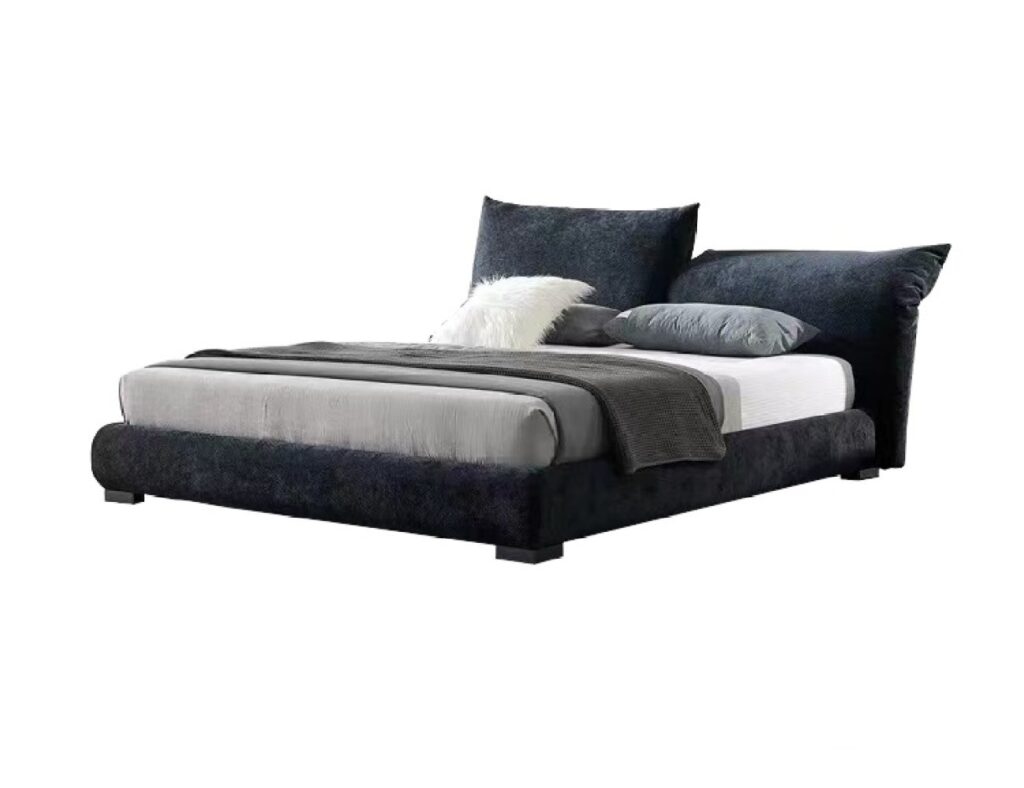 设计师款 standard花瓣床 极简绒布落地功能双人床