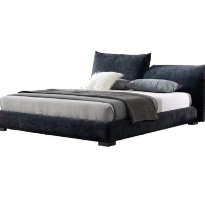 设计师款 standard花瓣床 极简绒布落地功能双人床