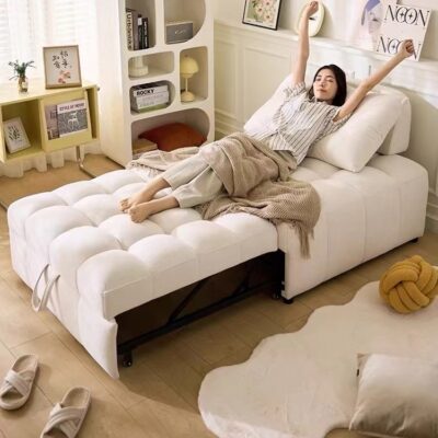 极简风格布艺沙发床 家用多功能猫抓布沙发床