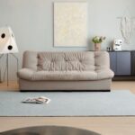 极简个性拉扣工艺云朵多用沙发网红麂皮绒软包直排沙发床