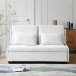 极简风格沙发 简约家用米白色折叠乳胶沙发床 三款长度可选