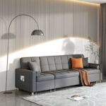 北欧时尚亲肤棉麻布沙发床客厅软包多人直排1+3组合