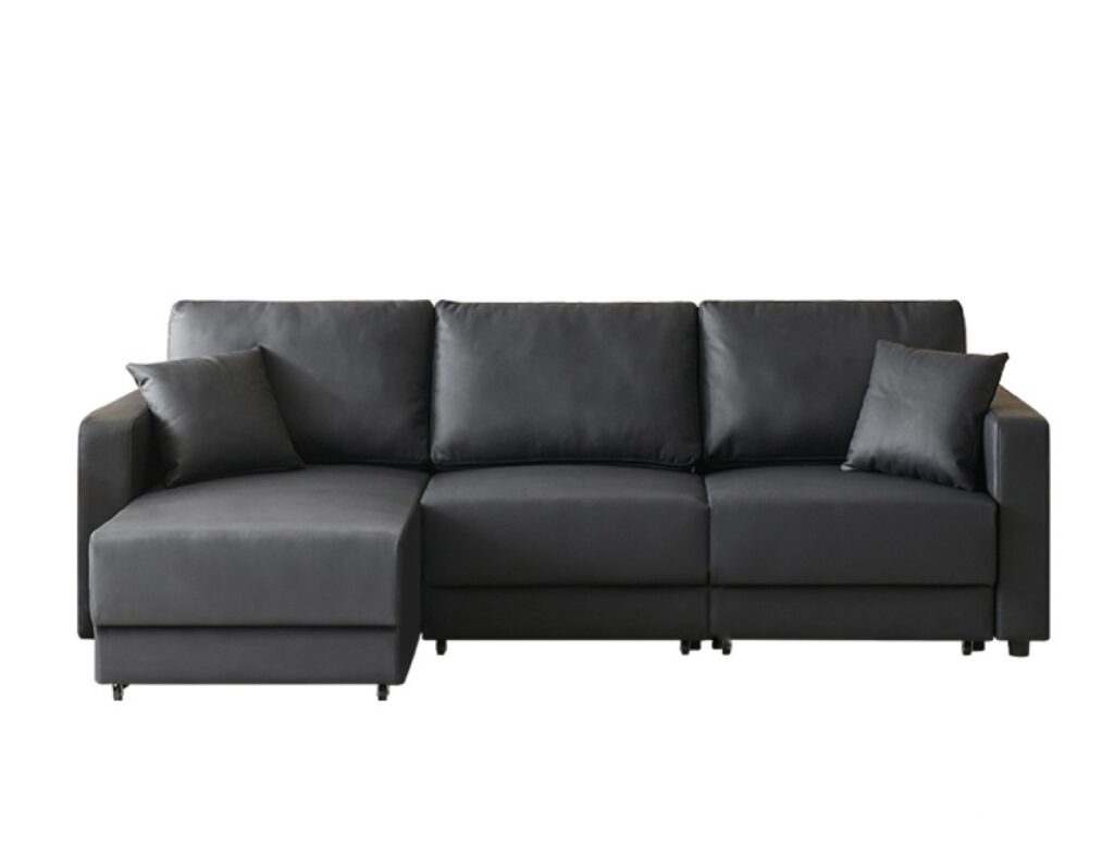 极简风格沙发 意式简约大小户型客厅转角沙发床生态皮软包沙发床