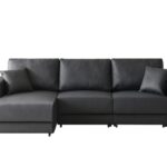 极简风格沙发 意式简约大小户型客厅转角沙发床生态皮软包沙发床