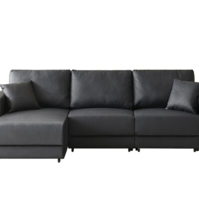 极简风格沙发 意式简约大小户型客厅转角沙发床生态皮软包沙发床