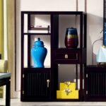 新中式系列 东南亚红檀+实木抽屉中式格栅柜装饰柜