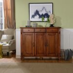 进门实木鞋柜门口复古玄关柜美式大容量储物三门鞋柜