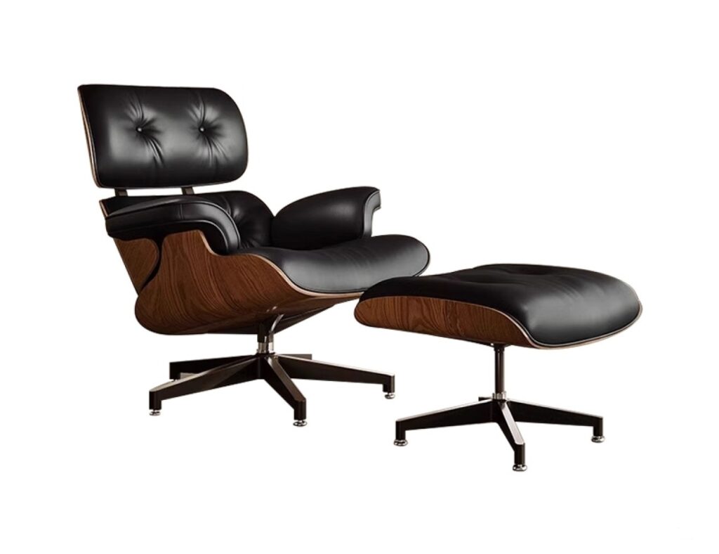 设计师款 伊姆斯椅 极简经典西皮软包椅高级感休闲椅脚踏组合