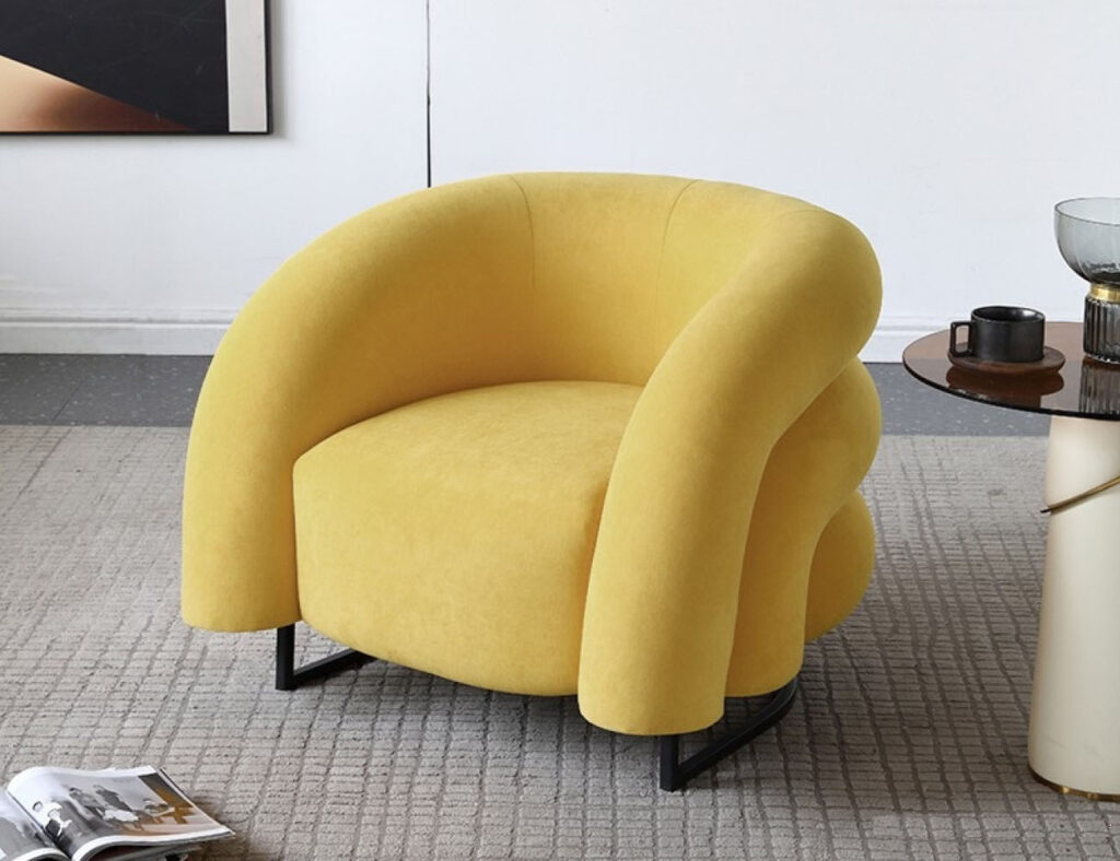 设计师款 彩虹椅 意式极简网红软包椅客厅绒布休闲椅