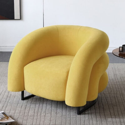 设计师款 彩虹椅 意式极简网红软包椅客厅绒布休闲椅