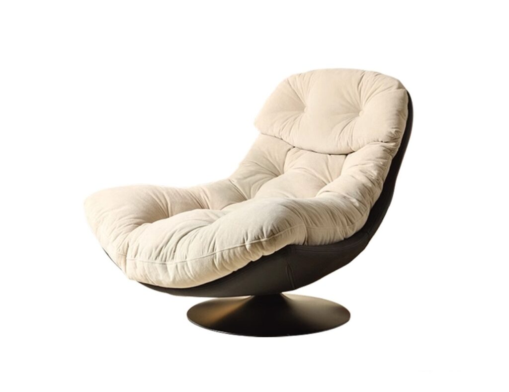 意式极简家用客厅阳台懒人椅皮布结合舒适躺椅休闲椅