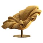 设计师款 花瓣椅 意式轻奢创意客厅绒布面料旋转休闲椅