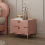 轻奢风格床头柜双抽大容量储物皮艺床边柜(美美811 57)