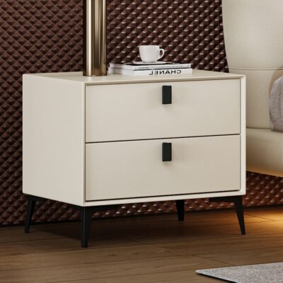 极简风皮艺床边柜 家用卧室双抽储物床头柜(tc1 01)