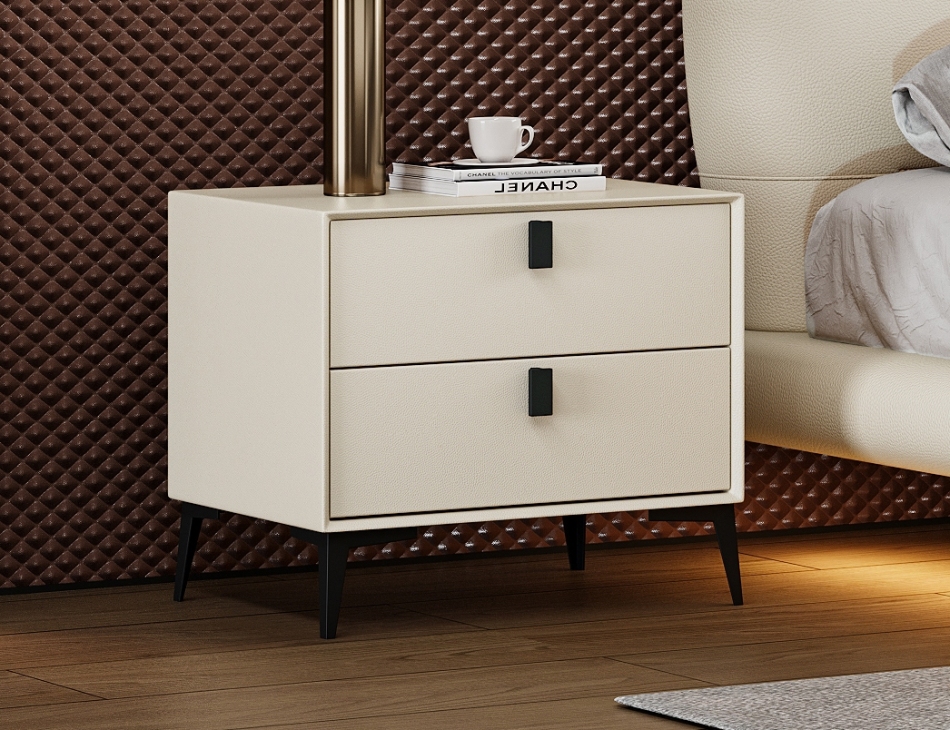 极简风皮艺床边柜 家用卧室双抽储物床头柜(tc1 01)