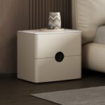 简约时尚微晶石面储物柜极简卧室扪皮工艺床头柜(tc1 01)