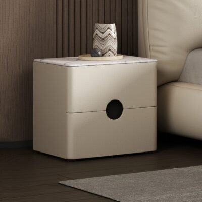 简约时尚微晶石面储物柜极简卧室扪皮工艺床头柜(tc1 01)