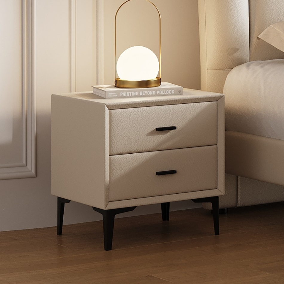 极简风们皮工艺卧室收纳储物家用简约实木床头柜(q1)