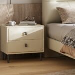 极简风卧室置物收纳扪皮工艺床边储物柜