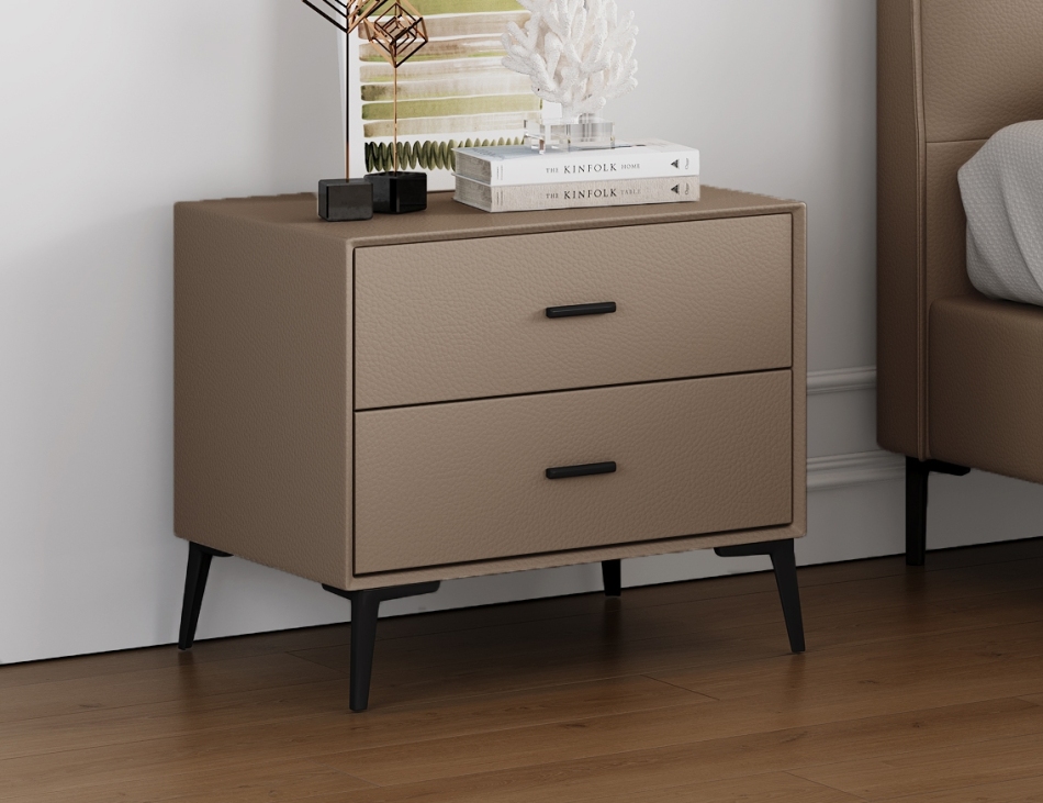 极简风时尚皮艺床边柜 卧室双抽收纳置物床头柜(st1 3)