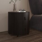 极简家用简约烟熏配胡桃木色收纳柜卧室床头柜