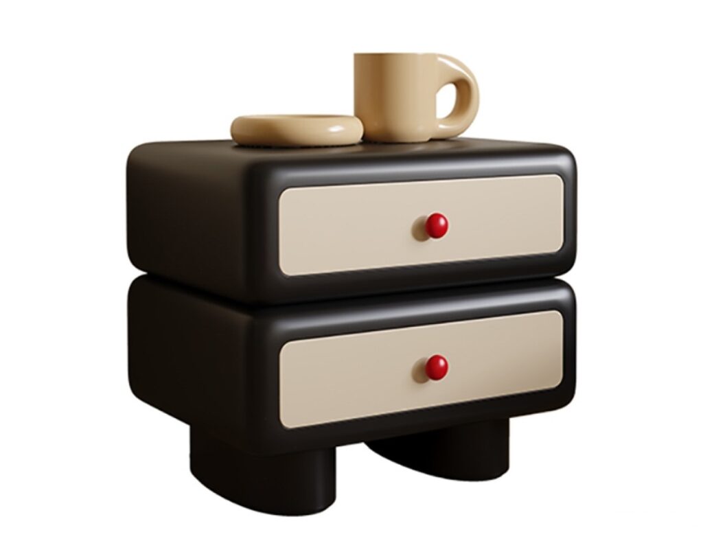 极简风格双抽储物柜 简约卧室烤漆工艺床头柜