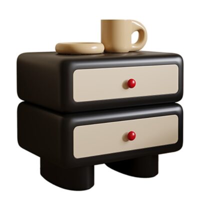 极简风格双抽储物柜 简约卧室烤漆工艺床头柜