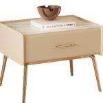 苏菲系列 意式轻奢6mm亮光雪山白岩板全实木床头柜