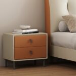 意式极简卧室置物收纳扪皮工艺床边储物柜(mz1 1+mz1 5)