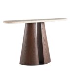 与在系列 白洞石天然大理石台面入户玄关桌中古风胡桃木色置物玄关桌