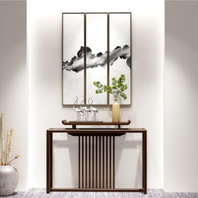 新中式小乌金木长方形进门置物台玄关台