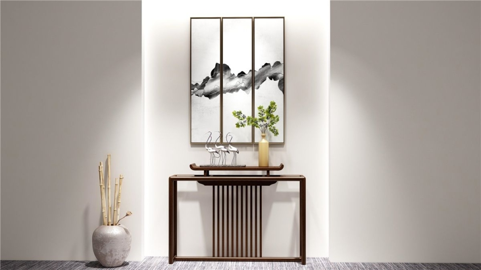 新中式小乌金木长方形进门置物台玄关台