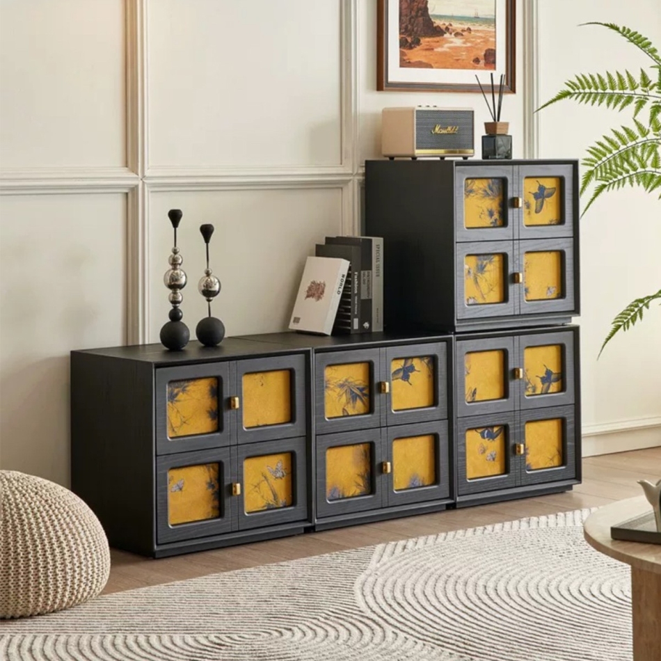 中古风系列 家用简约复古组合模块装饰柜