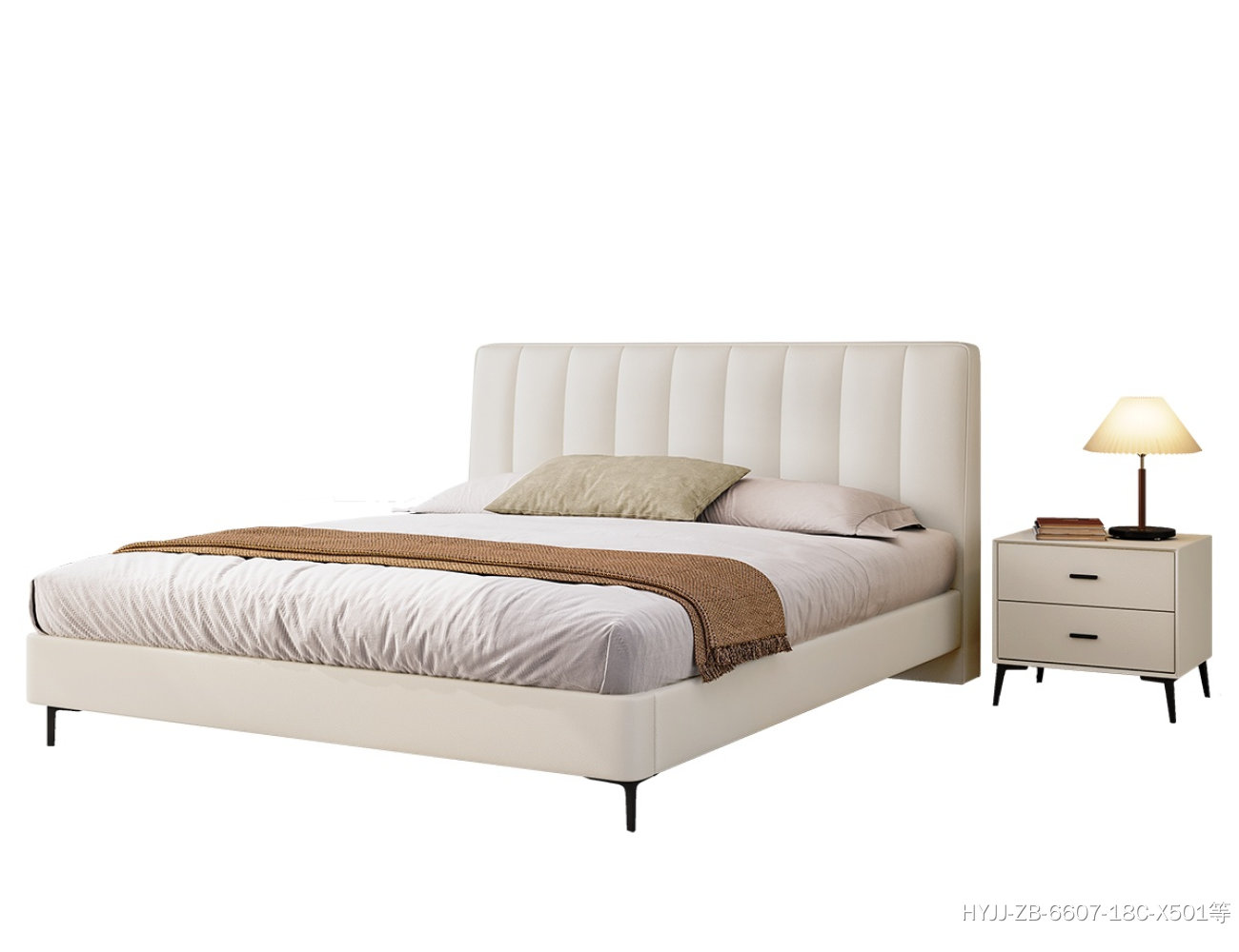 极简风卧室生态真皮软包床家用双人床齐边齐尾床 极简风卧室生态真皮软包床家用双人床齐边齐尾床