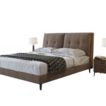 极简风家用卧室双人床舒适简约磨砂布软包大床