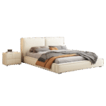 设计师款 tofu豆腐块 意式极简主卧室头层牛皮床双人软包床