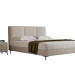 意式极简风头层牛皮荔枝纹软床简约卧室齐边床双人大床