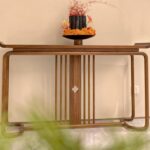 文颂系列 宋式美学家用玄关主材黑胡桃玄关桌